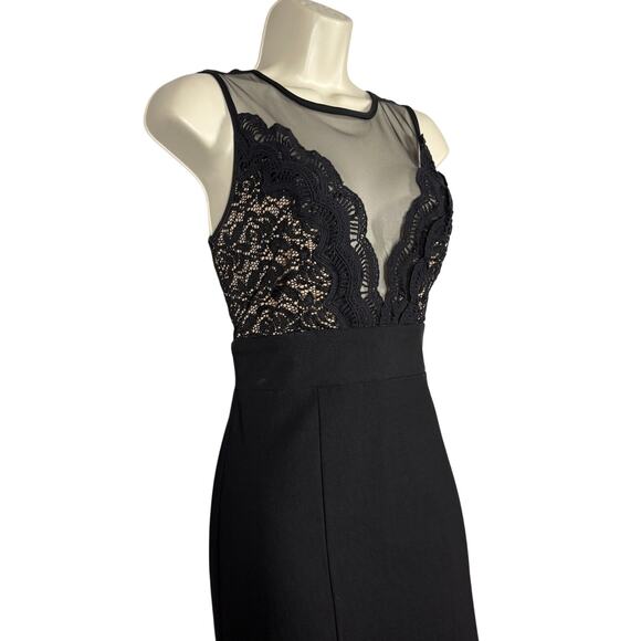 Trixxi Dress Lace Overlay Bodycon Prom Hoco Formal Event Black LBD - 9 - Picture 4 of 11